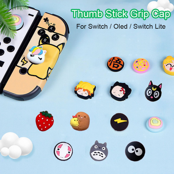 4pcs Cute Cartoon Joystick Cover Thumb Stick Grip Cap For Nintendo Switch Lite OLED JoyCon Controller Gamepad Thumbstick Case