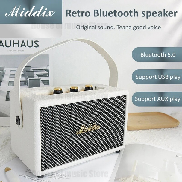 Wireless Outdoor High-fidelity Retro Classic Portable Wood Leather Home Bluetooths Speakers Support USB/AUX Input Play Caixa De