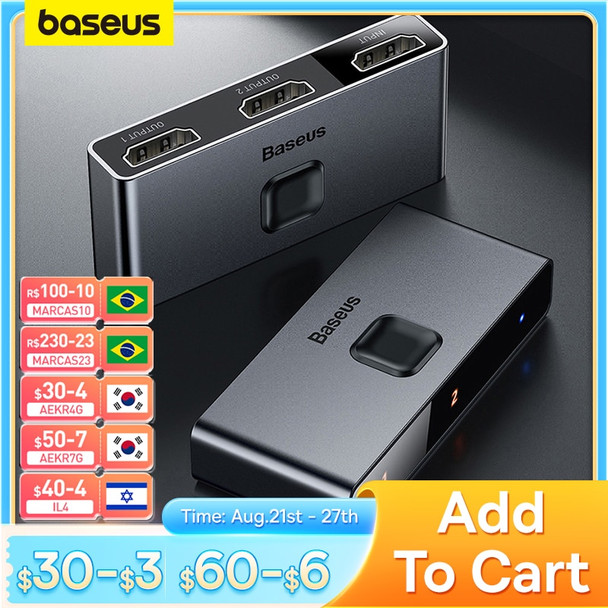 Baseus 4K HD Switch HDMI-compatible Adapter for Xiaomi Mi Box HD Switcher 1x2/2x1 for PS4/3 TV Box Switch 4K HD Switch