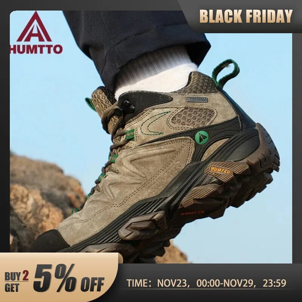 HUMTTO Hiking Shoes Leather Trekking Boots Outdoor Sneakers for Men Male Camping Hunting Mens Tactical Ankle Boots 3520