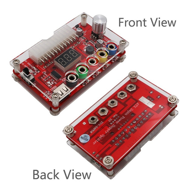 2X ATX 24Pin Power Breakout Board With ADJ Adjustable Voltage Knob And Acrylic Shell Kit Voltage Regulator