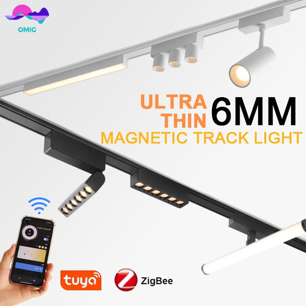 Smart Home Tuya Dimming 6MM Ultra-Thin Ceiling Mount 48V Magnetic Track Light System Thin Slim Surface Mounted Linear Light