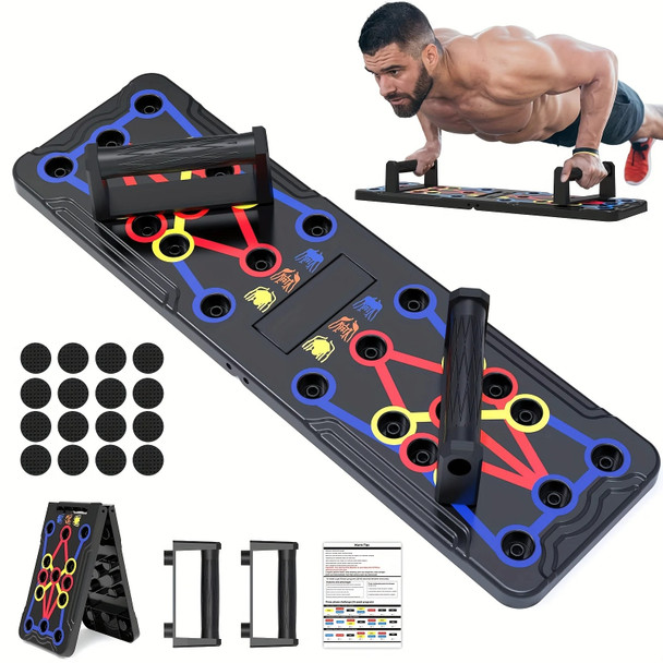 20-in-1 Push Up Board: Get Fit Tone Chest Muscles Foldable Multi-Functional Exercise Equipment Fitness Sports Gym Workout Kit