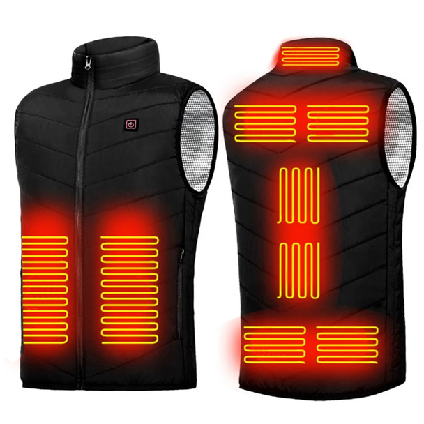 Intelligent Heated Vest Men Women USB Electric Winter Heated Jacket 9 Areas Zone for Outdoor Hunting for Sports Hiking Oversized
