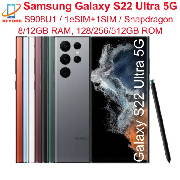 Samsung Galaxy S22 Ultra 5G S908U1 6.8" RAM 8/12GB ROM 128/256/512GB Snapdragon NFC S Pen Original Unlocked Cell Phone