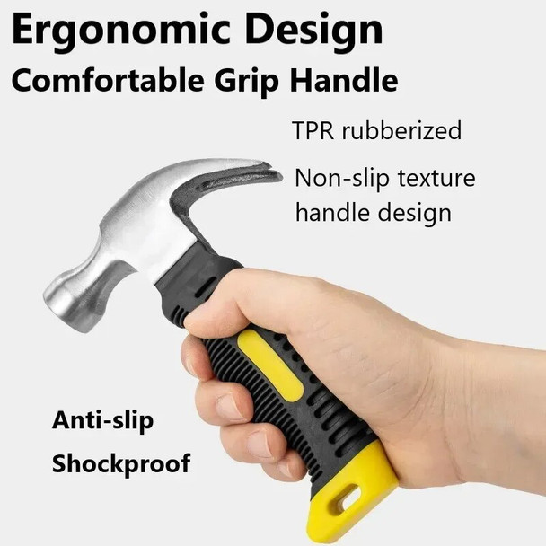 Mini Nail Hammer 160 mm Engineering Handle Lightweight Portable Tool Steel Woodworking Multi-function Hand Handle Nails Tool