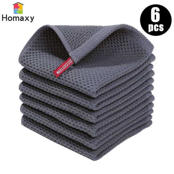 Olanly 4/6Pcs Cotton Kitchen Towel Ultra Soft Magic Cleaning Cloth Absorbent Cleaning Rags Thickened Wipe Cloths Dishcloth