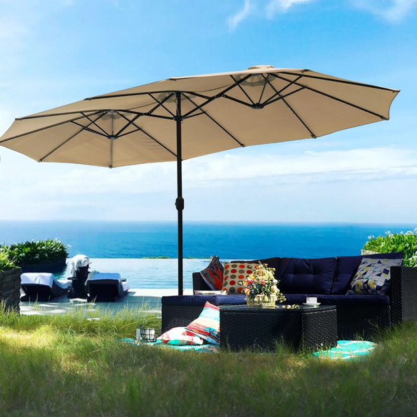 13 ft Large Patio Umbrella Double Sided Outdoor Market Umbrella Beige umbrella for beach  patio outdoor furniture