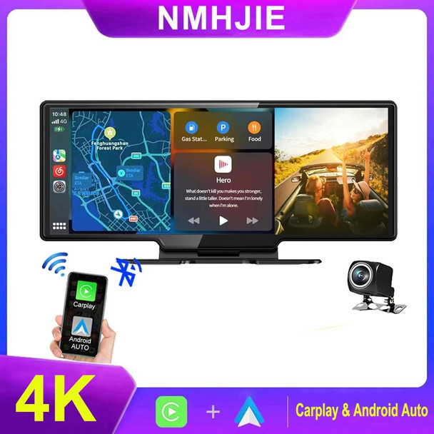 10.26 Inch 4K Car DVR Dash Cam Rearview Camera Wifi Carplay & Android Auto GPS Navigation Video Recorder Dashboard Dual Lens