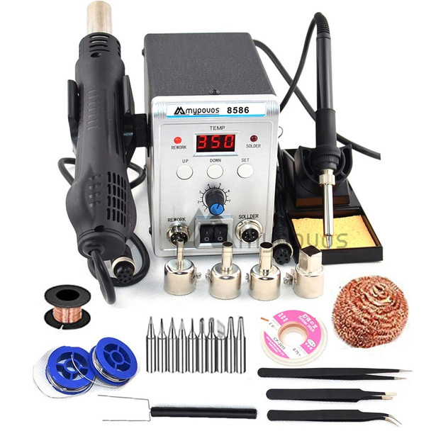 750W 8586 2 In 1 Digital ESD Hot Air Gun Soldering Station Welding Solder Iron For IC SMD Desoldering Rework Tools 220v