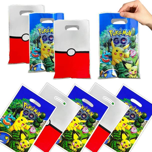 20pcs 16.5*25cm Pokemon Pokeball Gift Bag Loot Bag Boy Pikachu Birthday Party Supplies Decorations Kids Toys Gift Party Favors