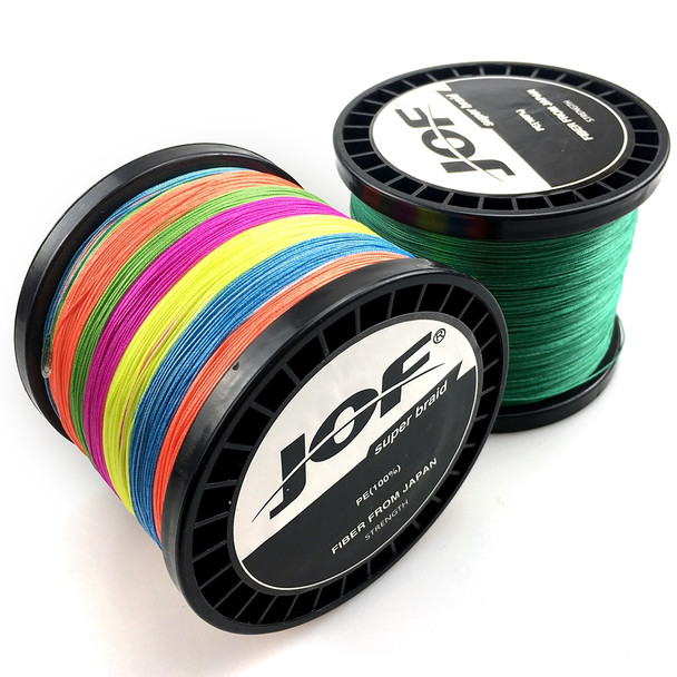 New JOF Woven wire 1000M 500M PE Braided Fishing Line 4 strands 18 28 35 40 50 60 80LB Multifilament Fishing Line