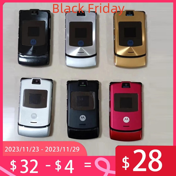 MOTOROLA RAZR V3 Refurbished-Original Unlocked Clamshell Bluetooth Mobile phone GSM 850/900/1800/1900 Good Quality
