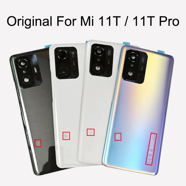100% Original Glass Back For Xiaomi 11T 5G / 11T Pro 5G Battery Cover Door Back Housing Rear Case Replacement Parts +Camera Lens