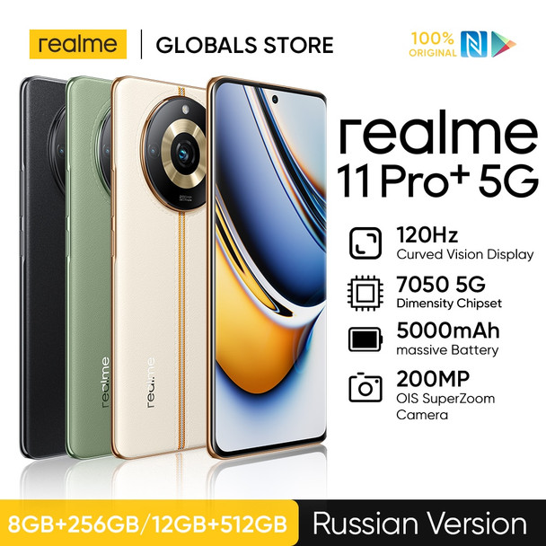 realme 11 Pro Plus 5G 100W Charge Dimensity 7050 Processor 6.7'' 120Hz Curved Vision OLED Display 200MP Camera