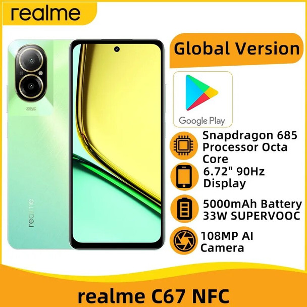 Pre-Sale realme C67 Snapdragon 685 Processor 6.72''Screen Octa Core Smartphone 108MP AI Camera 5000mAh Battery 33W SUPERVOOC NFC