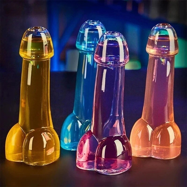 Shot Transparent Glass Cup Wine of Glasses Genital Dick Penis Cocktail Mug Plastic Straws Willy Bar Hen Party Night Drinkware