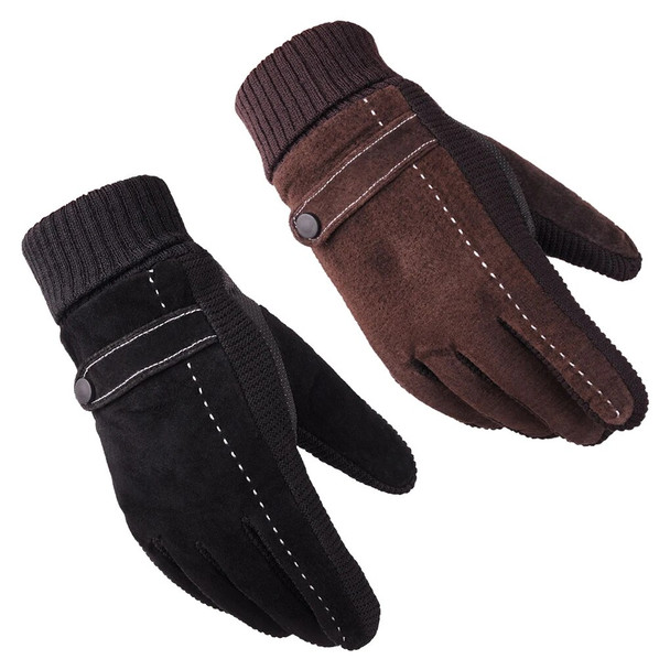 1 Pair Men Winter Glove Portable Lints Lining Warm Keeping Outdoor Gloves