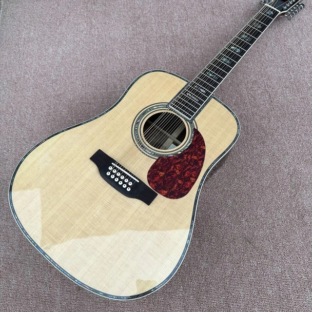 Solid Spruce Top 12 String Guitar D Type 45 Type 41 "Guitar Abalone Mosaic, abalone binding top and back, electric, free shippin
