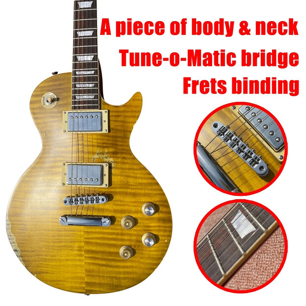 Custom OEM 1959 Vintage aged Gary Moore Greeny Kirk Heavy Relic LP shape 1piece neck&body Electric Guitar，free shipping
