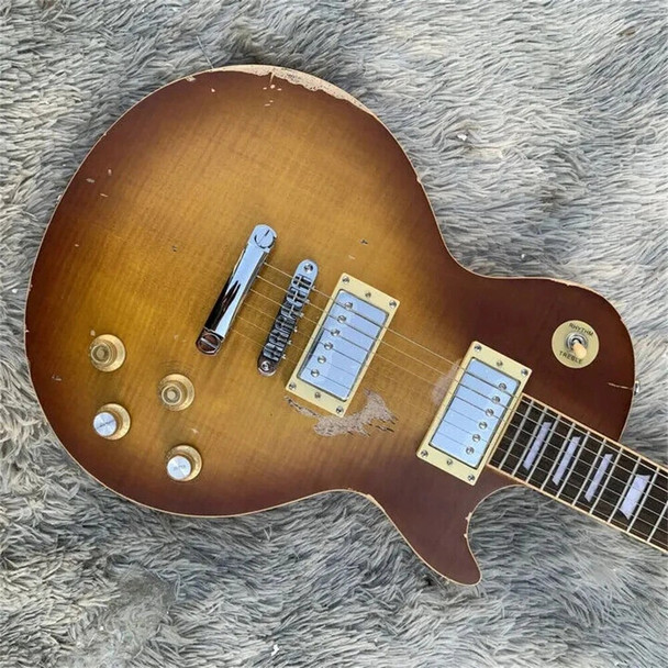 Customized LPA Electric Guitar Redwood Peach Blossom Heart Wooden Neck Relics