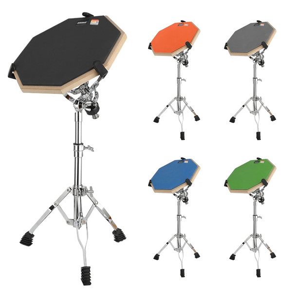 12Inch Practice Drum Pad Stand Set Adjustable Double Sided Drum Pad and Stand Set Silent for Real Feel Practice Drumming