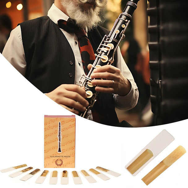 10Pcs Clarinet Reeds with Storage Box Professional Clarinet Reed Strength 2.5 Musical Instrument Accessory