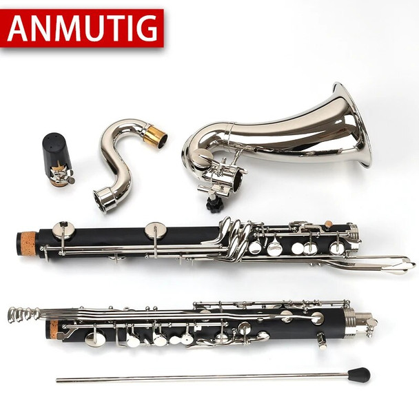 ANMUTIG-Bass Clarinet, Low-C, E, Nickel, Silver, ABS, Ebony Resin, Professional
