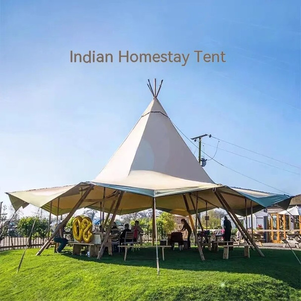 Large Canopy Tentipi Tent Indian Internet Celebrity Check-In Bar Restaurant Tent Straw Hat Outdoor Event Reception Camping