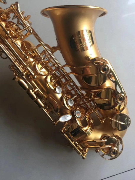 Taiwan Original MUSEADF 18k Electrophoresis Gold Alto Saxophone Instrument Dedicated Brass tube body Saxophone E Flat Saxofone