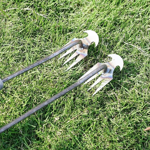 Weeding Artifact Uprooting Weeding Tool Steel Weed Puller Garden Tool 4 Teeth Dual Purpose Weeder Remover