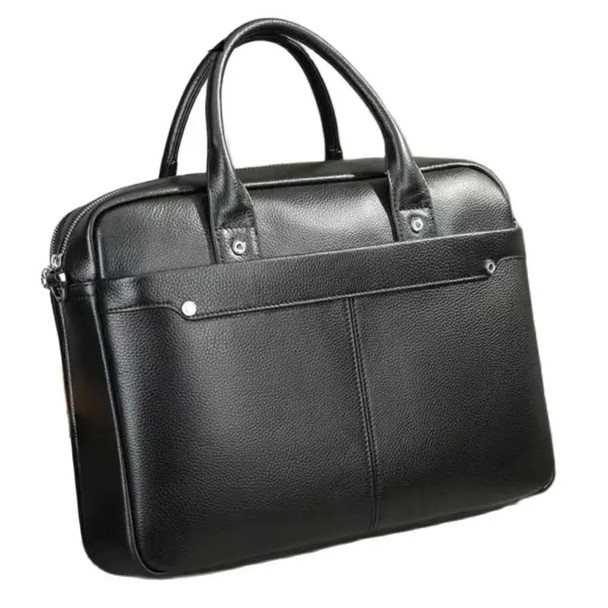 Briefcase Men Business Leather Laptop Case Convenient File Bag Solid Color Minimalist Administrative Large Capacity Briefcase