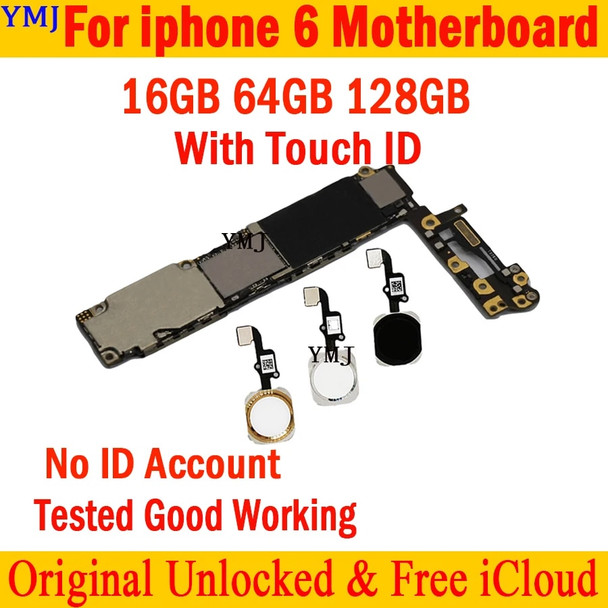 16GB 64GB 128GB for iphone 6 Motherboard Original unlocked for iphone 6 Mainboard with/without Touch ID,with Full Chips