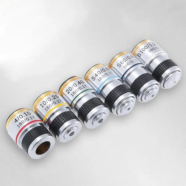 4X 10X 40X 100X Biological Microscope Achromatic Objective Lens Microscope Lens Adapters Compact Objective Lens Durable