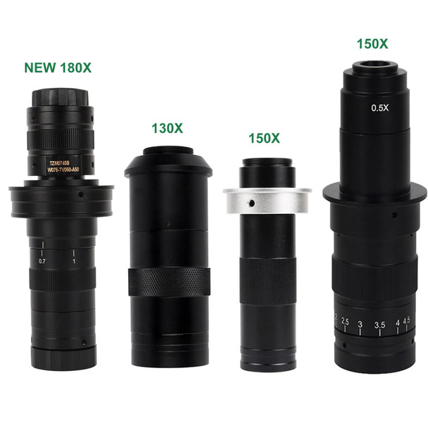 New 0.7X~4.5X Magnification 130X 180X 150X Adjustable Zoom C Mount Lens 25mm For HDMI VGA USB Industry Video Microscope Camera