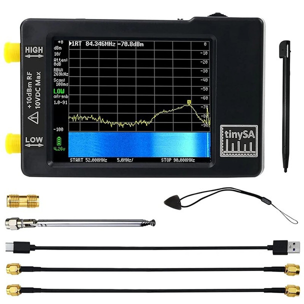 Upgraded Hand held tiny Spectrum analyzer TinySA 2.8" display 100kHz to 960MHz with ESD proteced Version