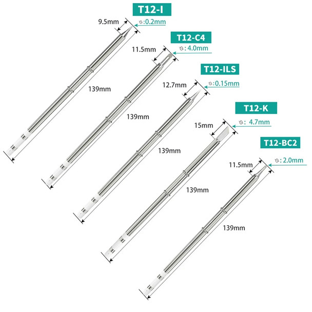 1 Pc T12 Soldering Iron Tip ILS/K/I/BC2/C4 70W 139mm Soldering Station Supplies Electric Welding Equipment Welder Accessories