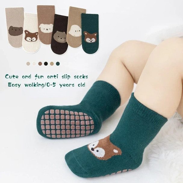 Baby Cute and Fun Anti slip Floor Socks Autumn and Winter Baby Warm Socks Cartoon Baby Straight Short Trampoline Socks