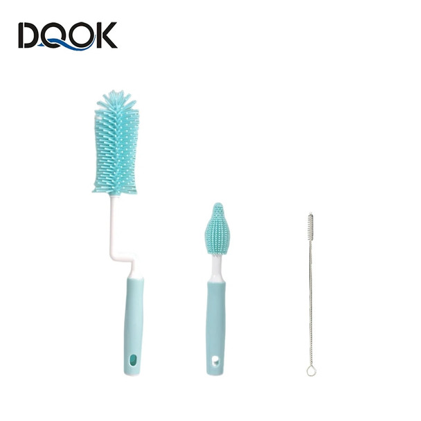 Silicone Bottle Cleaning Brush Baby Pacifier Straw Scrubber Small Brush 360 Degree Glass Cup Washing Kitchen Cleaning Tool Set
