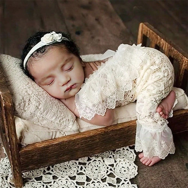 Ylsteed Newborn Lace Jumpsuit with Headband Baby Girl Photography Outfits Newborn Photo Shooting Clothes