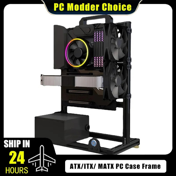 Open Type Computer Case Frame,Vertical Chassis Shelf, DIY Desktop Gaming Gamer PC Cabinet Support ATX/ ITX / MATX MB
