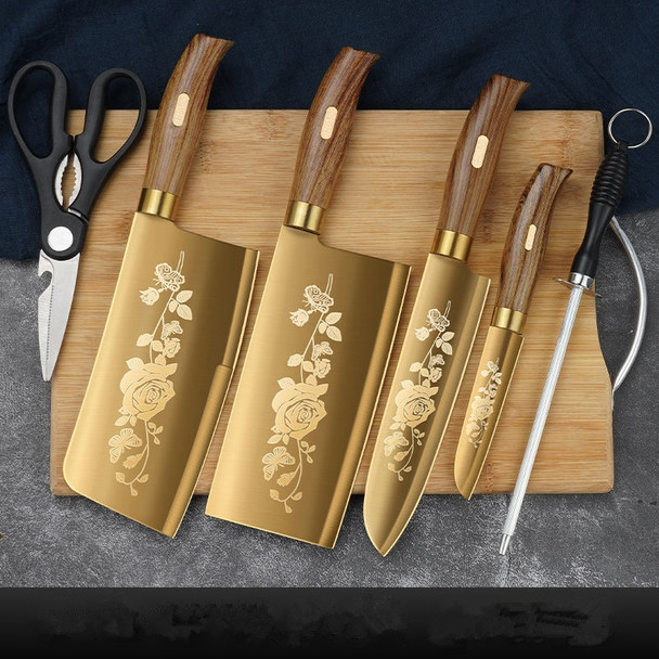 Golden Titanium Plated  Kitchen Knives Bone Chef Silcing Fruit Meat Cutters