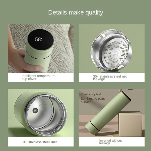 480ml Tea Water Separation Intelligent Insulation Cup 316 Stainless Steel Boys Bubble Tea Cup Children High Value Gift Water Cup