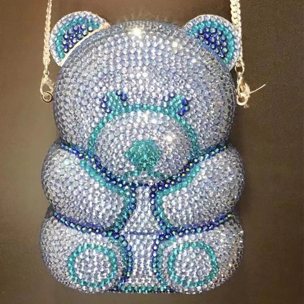 Bear Shape Blue Rhinestone Evening Clutch Bag Novelty Women's Crystal Diamond Shoulder Handbags Party Prom Clutches Minaudiere