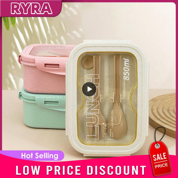 1~10PCS Lunch Box 3 Colors Available Not Afraid Of Loosening Wheat Straw Lunch Box Bento Box Transparent Lid Lunch Box