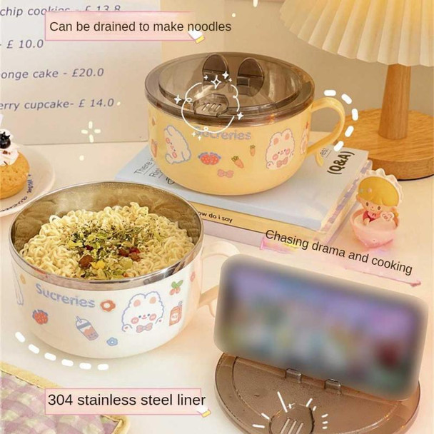 Durable Instant Noodle Bowl Cute Large Capacity Rice Bowl Large Capacity Drainable Rice Bowl Lunch Box Multifunctional Bowl