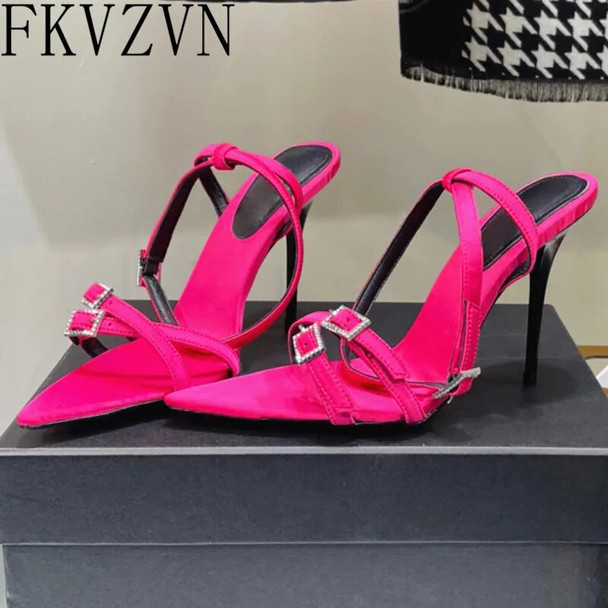 Sexy Open Toe High Heels Sandals Crystals Straps Party Shoes Fashion Summer Gladiator Stiletto Black Shoes For Women