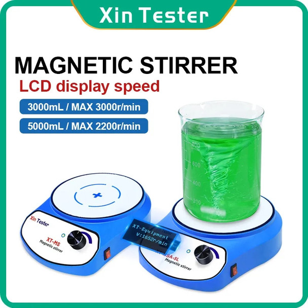 Xin Tester Magnetic Stirrer 3000ml LCD Display,Home/Lab Digital Stir Plate Mixer Magnet Spinner For Hot Sauces/Coffee + Stir Bar