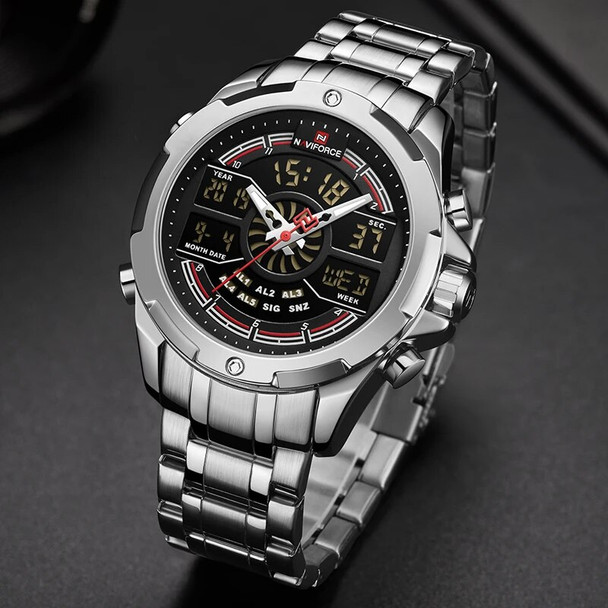 NAVIFORCE Watch Men Top Brand Luxury Stainless Steel Quartz Men’s Watches Blue Waterproof Sports Big Wrist Watch Male Clock