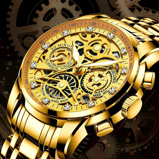 Sdotter Tourbillon Rotating Window Men’s Watches Top Luxury Brand Fashion Gold Quartz Watch Men Waterproof Luminous Business Wri